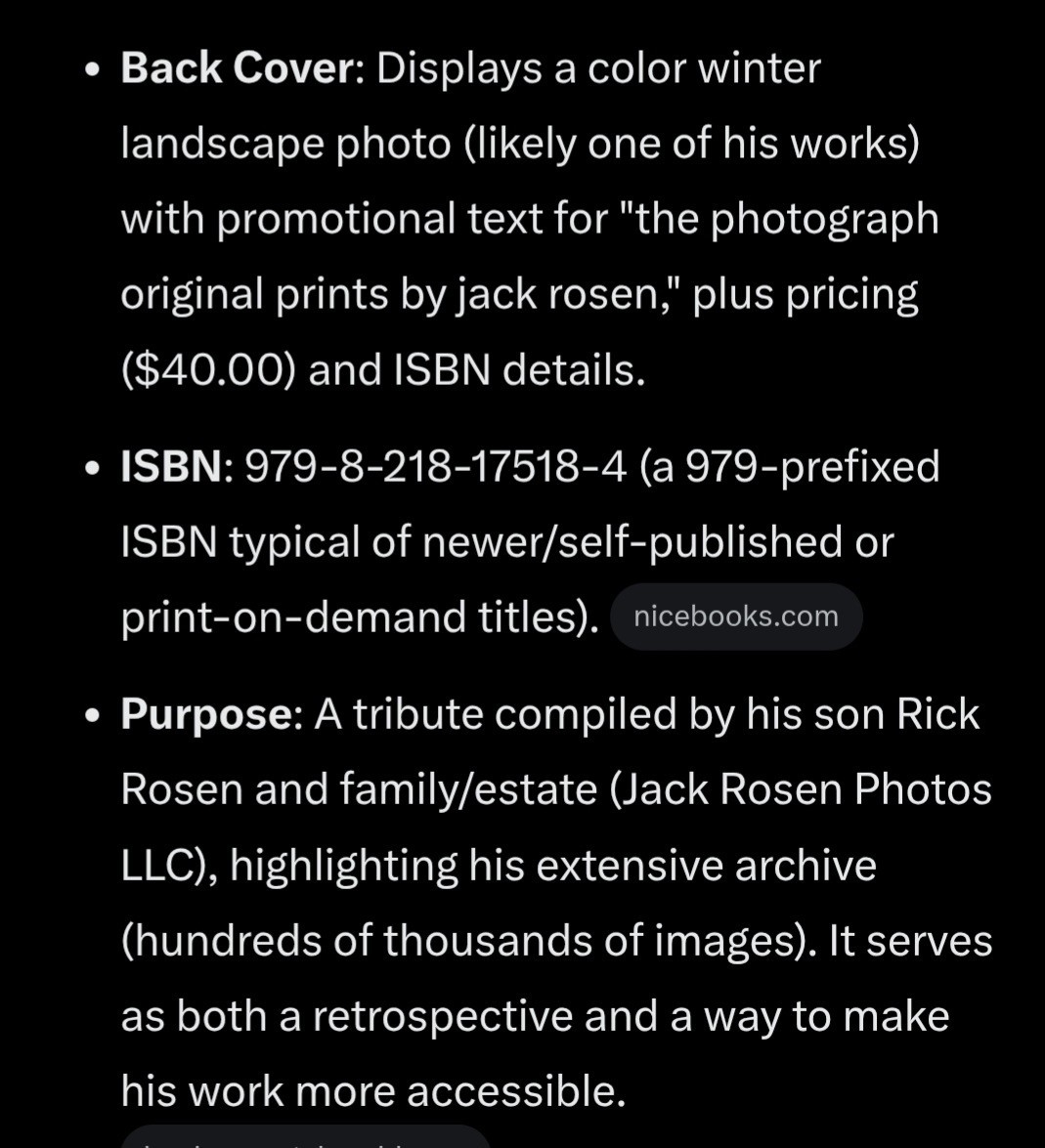 Jack Rosen Photographer Softcover Photography Book 80 Pages