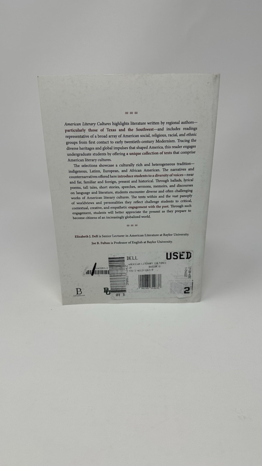 American Literary Cultures : A Reader by Joe B. Fulton (2020, Trade Paperback)