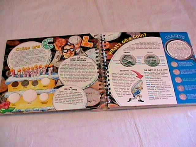 VINTAGE 2000 COIN COLLECTING SPIRAL BOUND BOOK HARDCOVER with 3 COINS