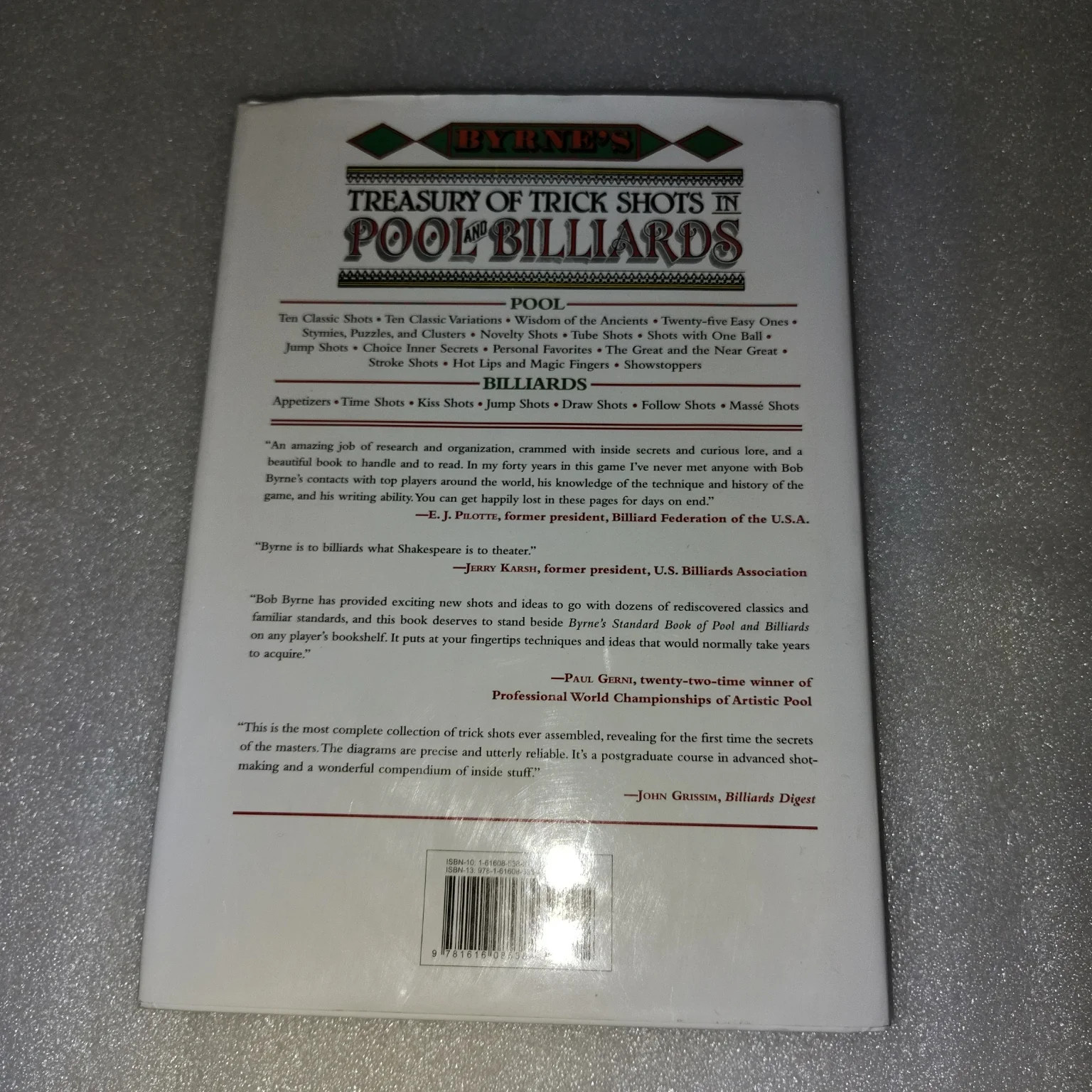 Byrne’s Treasury of Trick Shots Pool & Billiards Robert Byrne 2012 Skyhorse HC