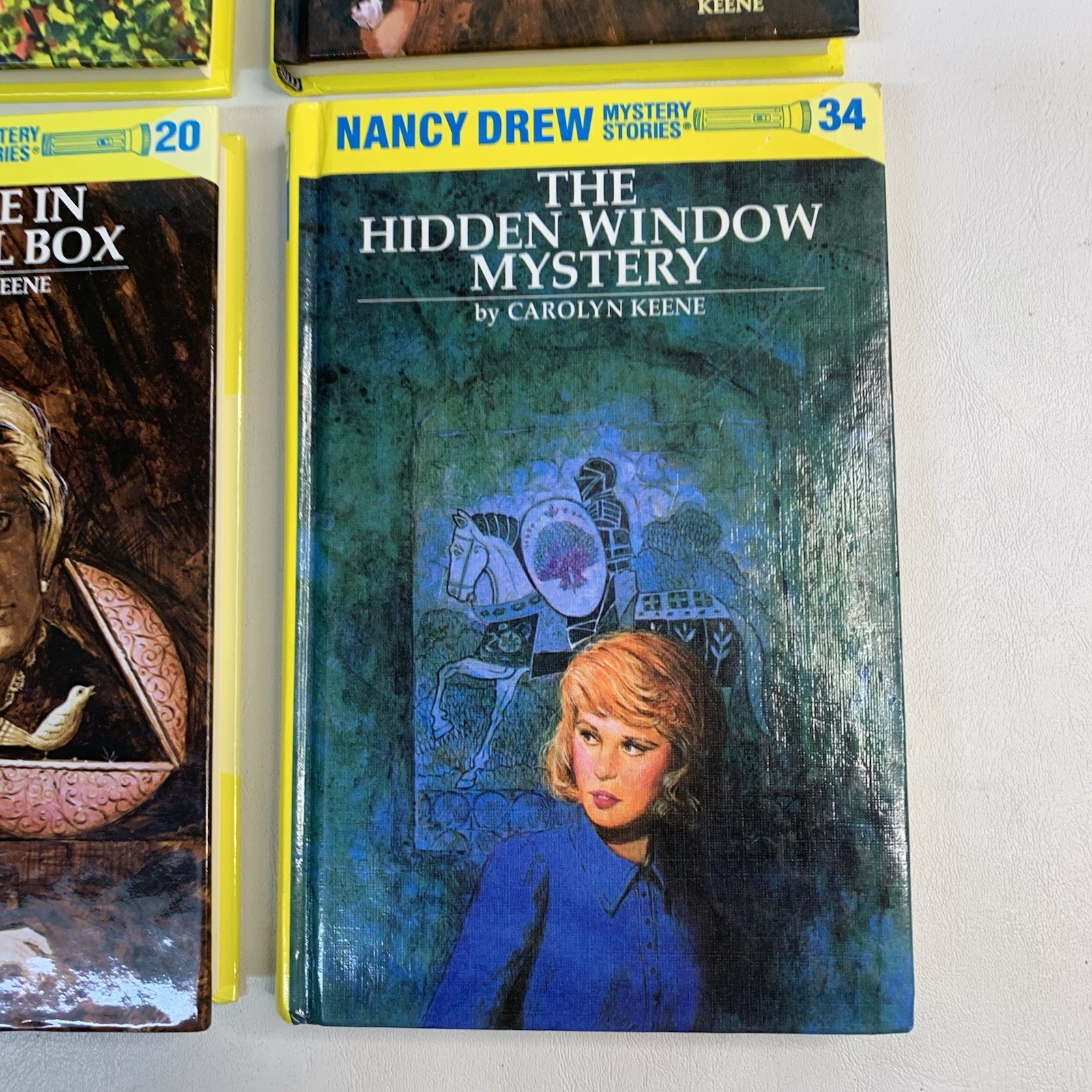 Lot of 13 Nancy Drew Books Flashlight Yellow Spine HC Books 1- 10, 20, 34 & 48