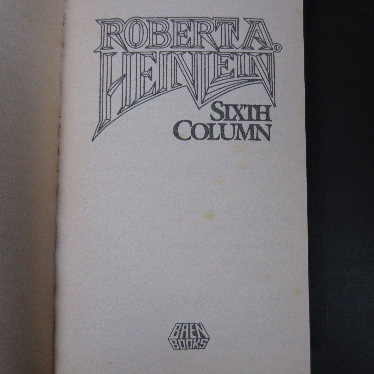 Sixth Column Robert Heinlein 1988 First Baen Printing Science Fiction Baen Books