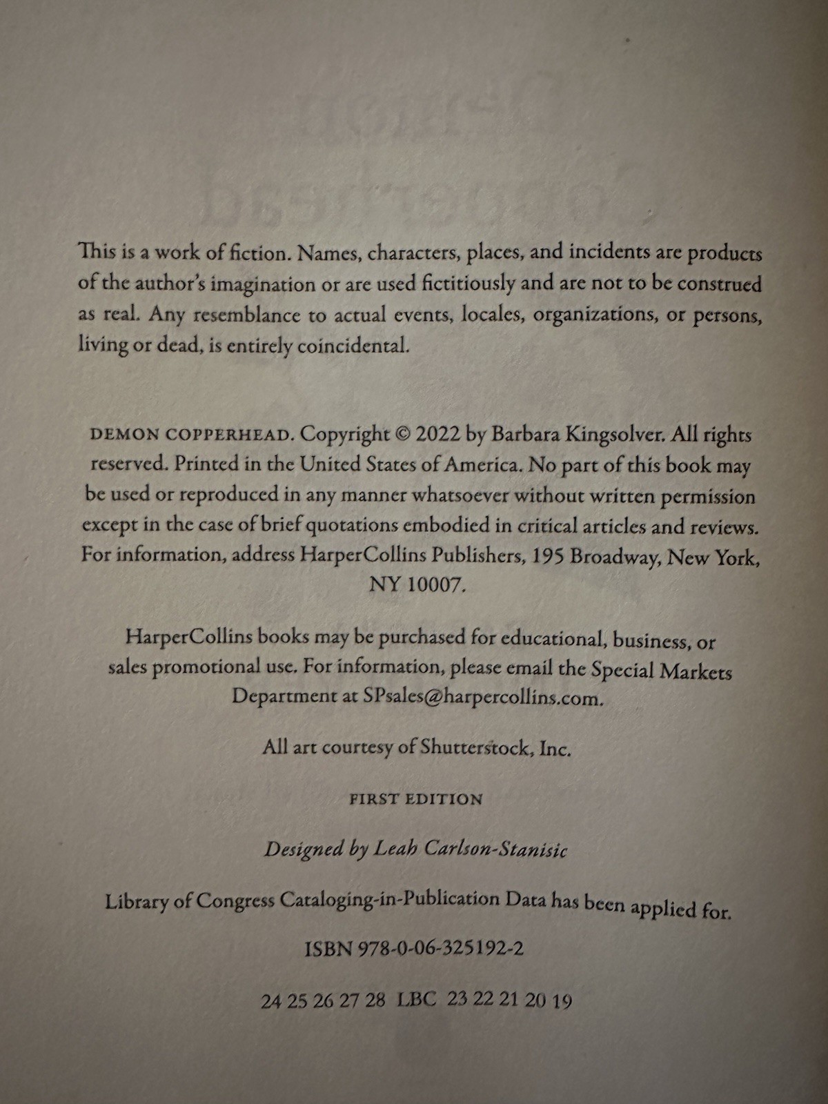 Demon Copperhead Barbara Kingsolver 1st Edition 1st Printing Hardcover