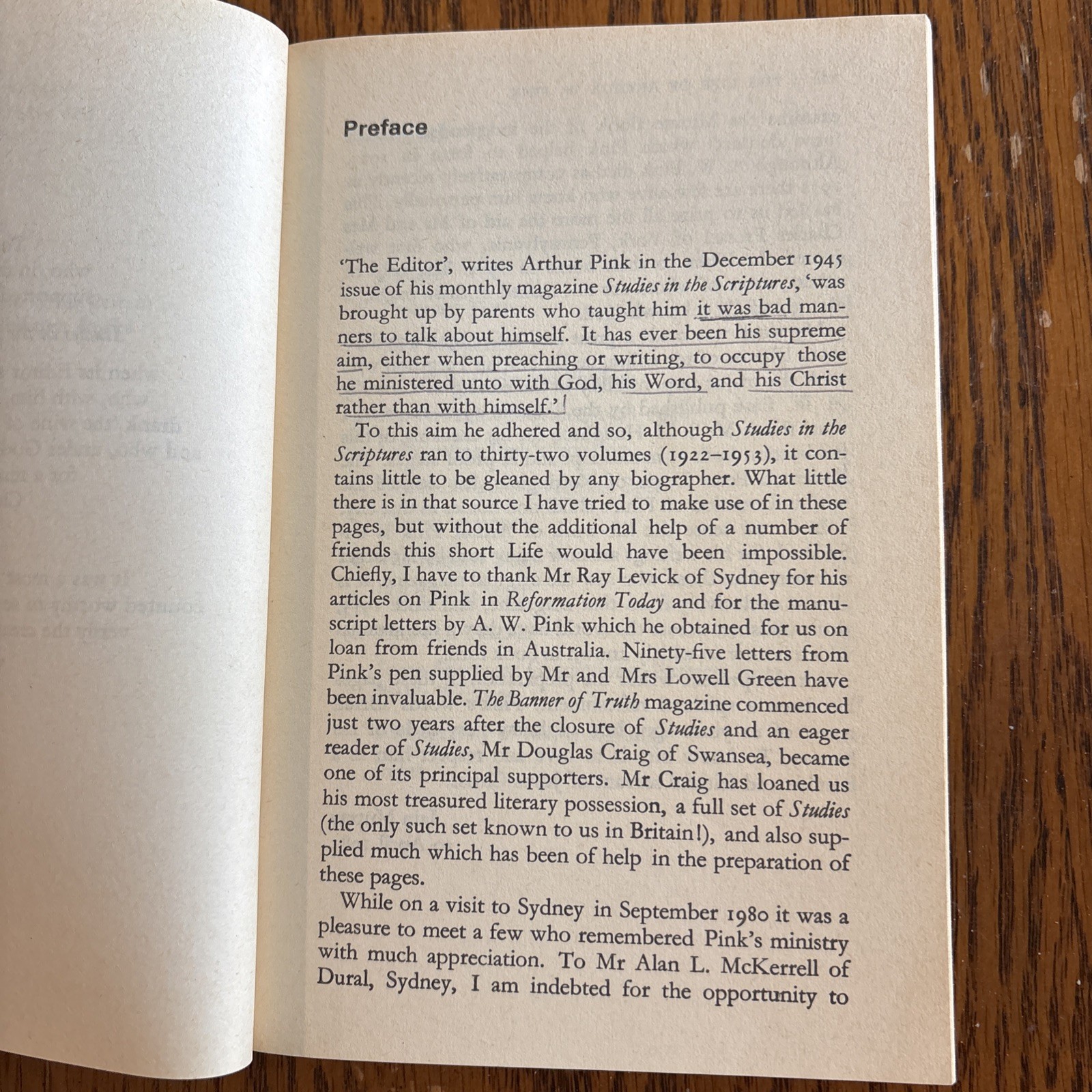 The Life Of Arthur W. Pink By Iain H. Murray PB