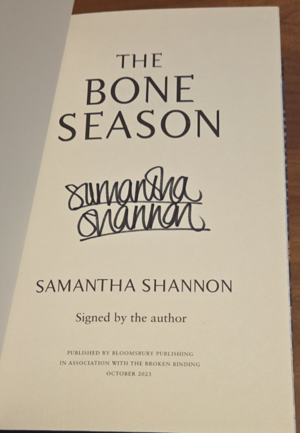 SIGNED THE BONE SEASON – Samantha Shannon Broken Binding 1/1 HC