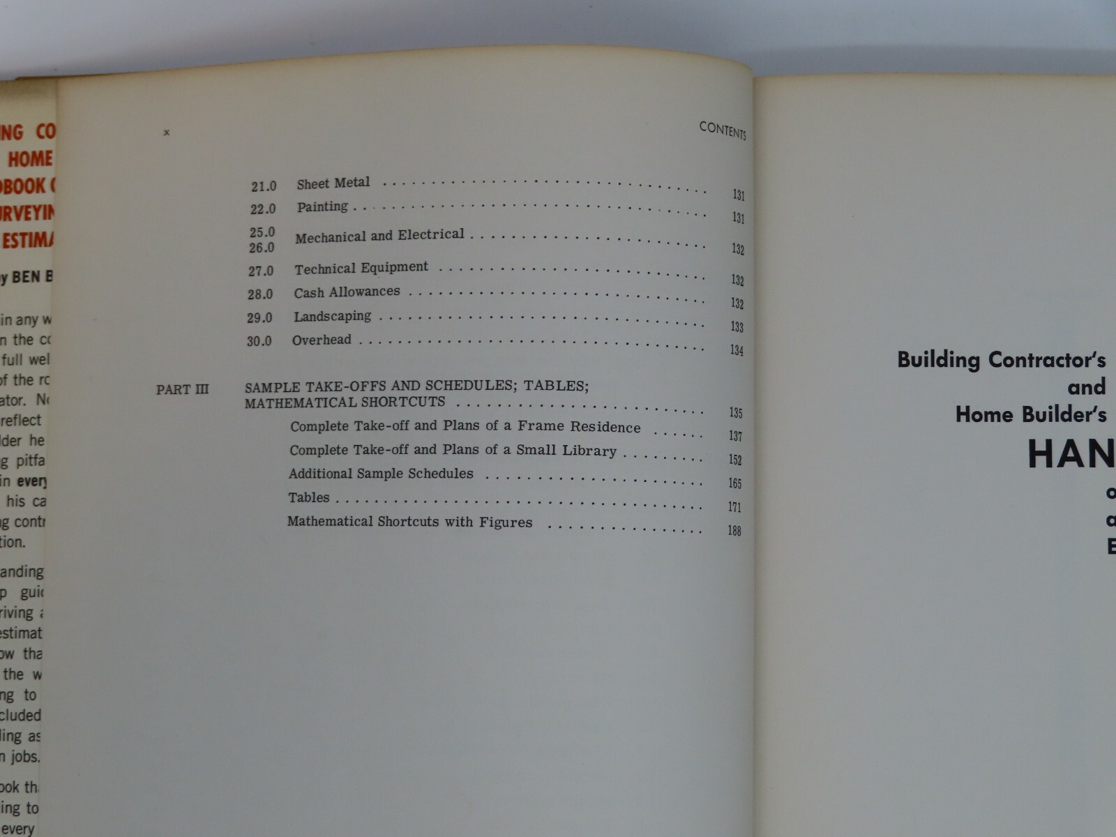 Building Contractor’s Home Builder’s Handbook Bidding/Surveying/Estimating 1968