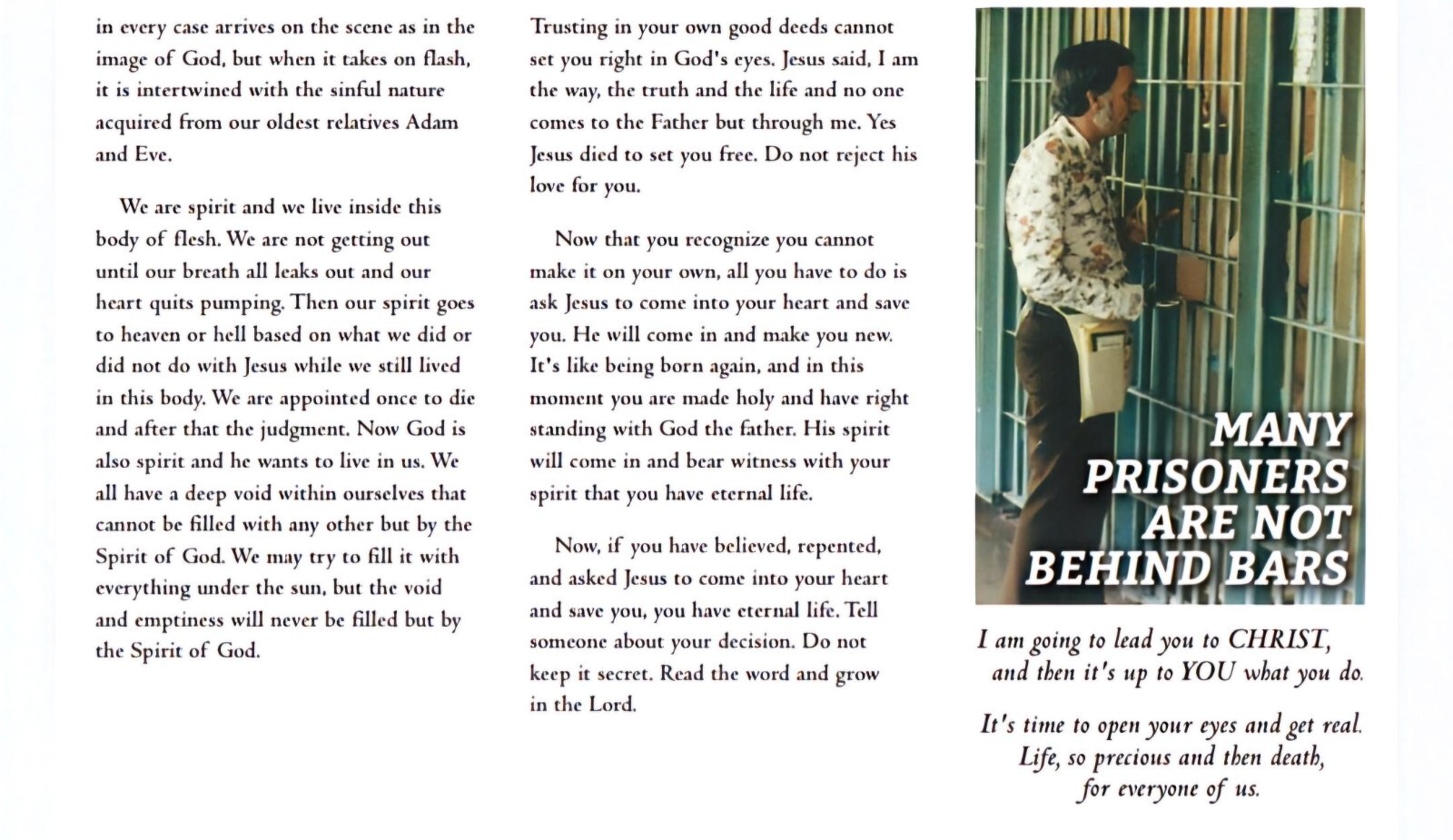 „Behind Bars“ Gospel Tract- Evangelism – Biblical teaching $11.99 -3 x 4.5 in