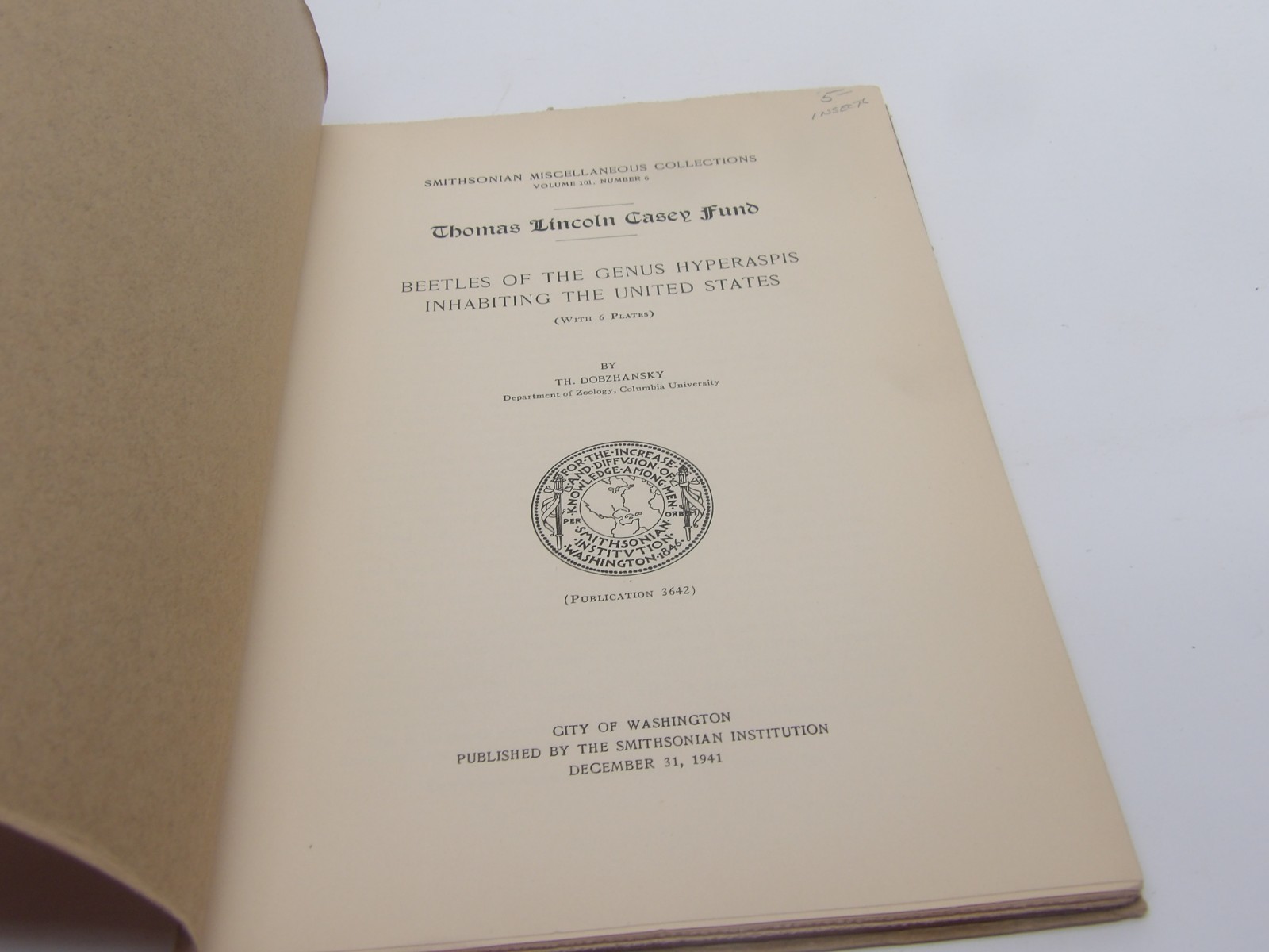 Smithsonian Miscellaneous Collections Vol 101 #6 Beetles Inhabiting US Book 1941