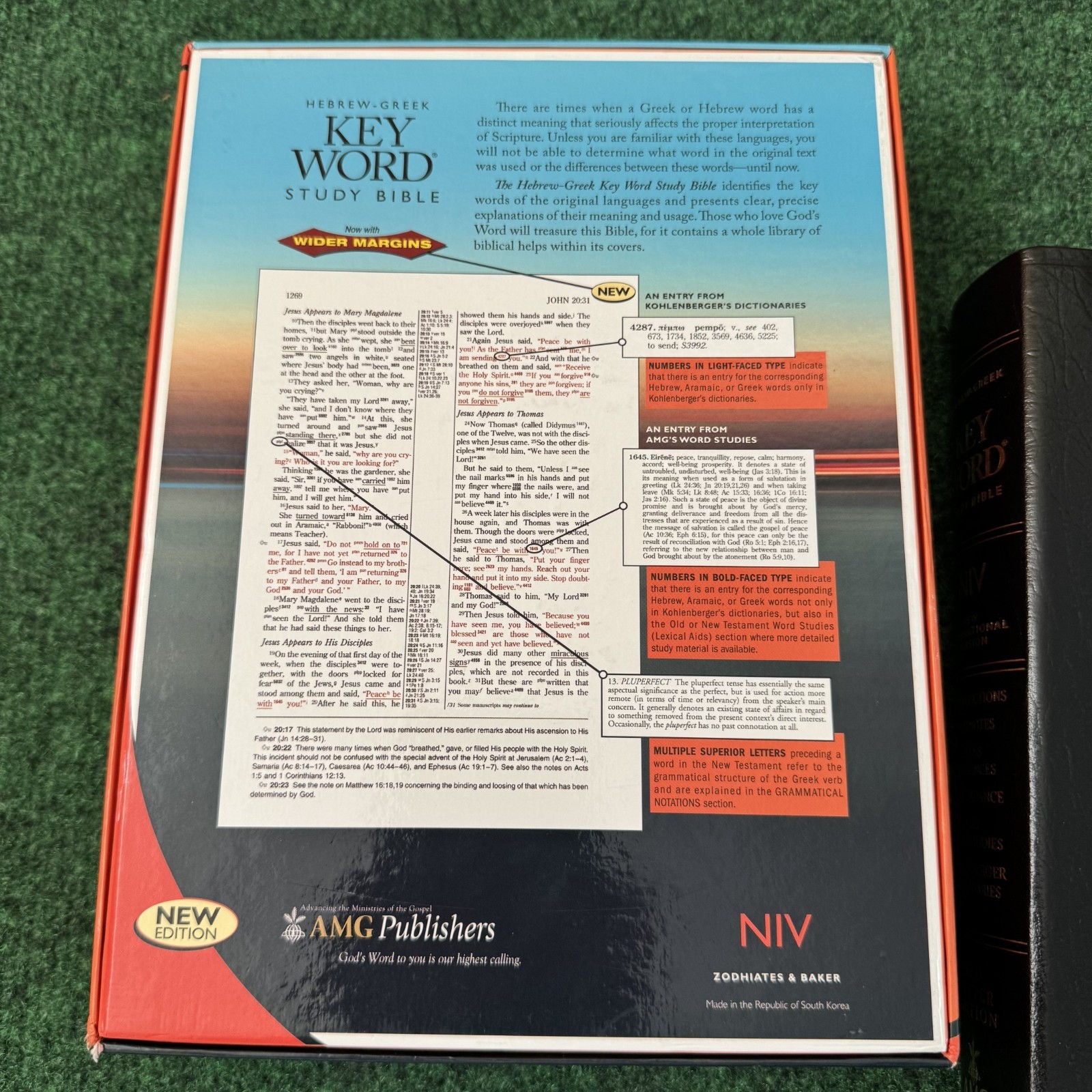 NIV Hebrew Greek Key Word Study Bible Bonded Black Red Letter 1984 Edition