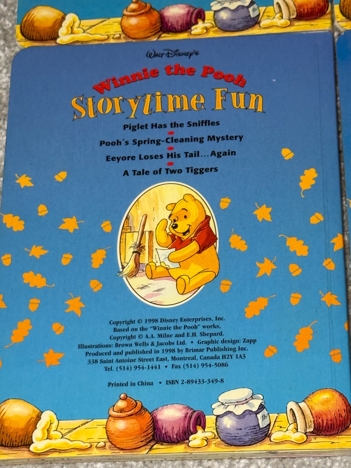1998 Winnie the Pooh Storytime Fun 4 Board Book Box Set Hardcover