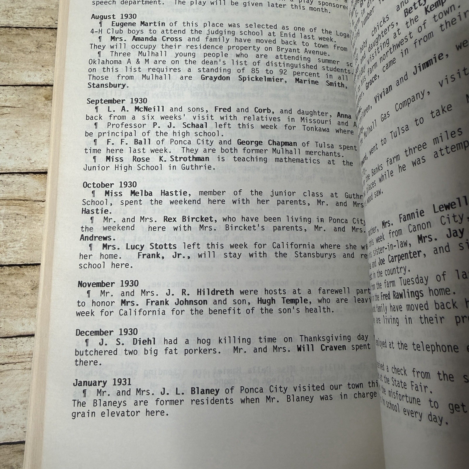 A History of Mulhall Oklahoma 100 Yesteryears 1988 First Edition Genealogy Photo