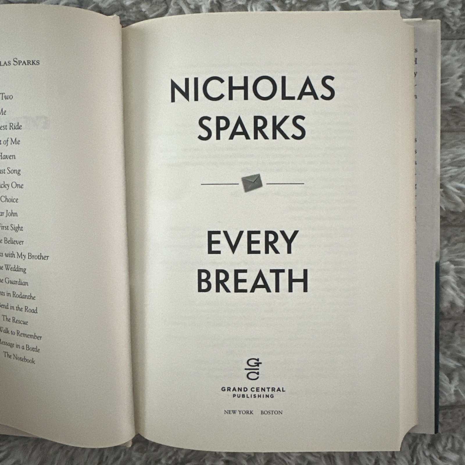 Every Breath Hardcover 2018 Book by Nicholas Sparks: Very Good Condition