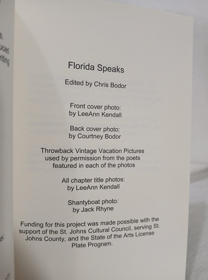 Florida Speaks Poet Plant Press Anthology Florida Themed Trade Ppb Chris Bodar
