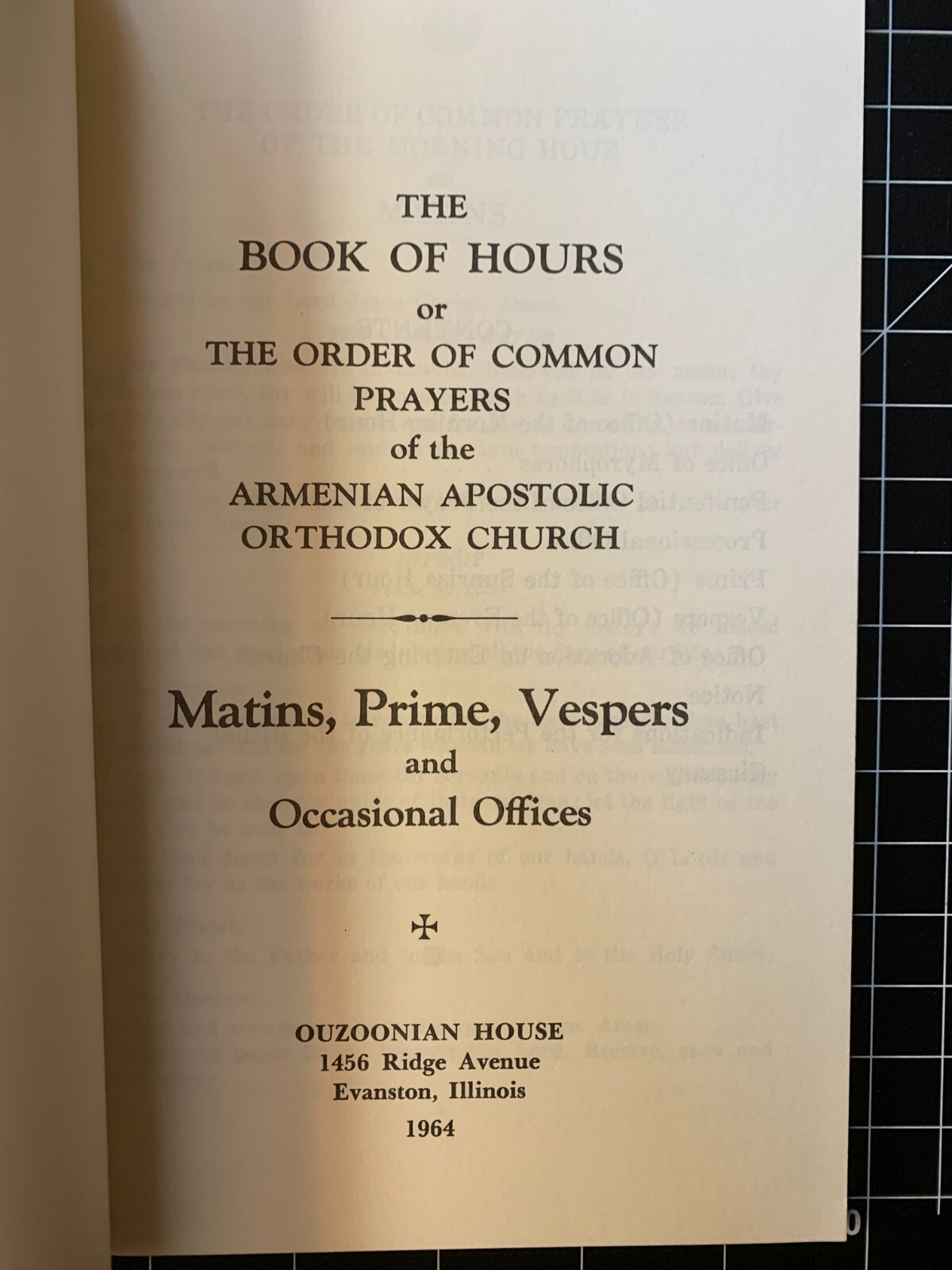 The Book of Hours of Common Prayers of the Armenian Apostolic Orthodox Church