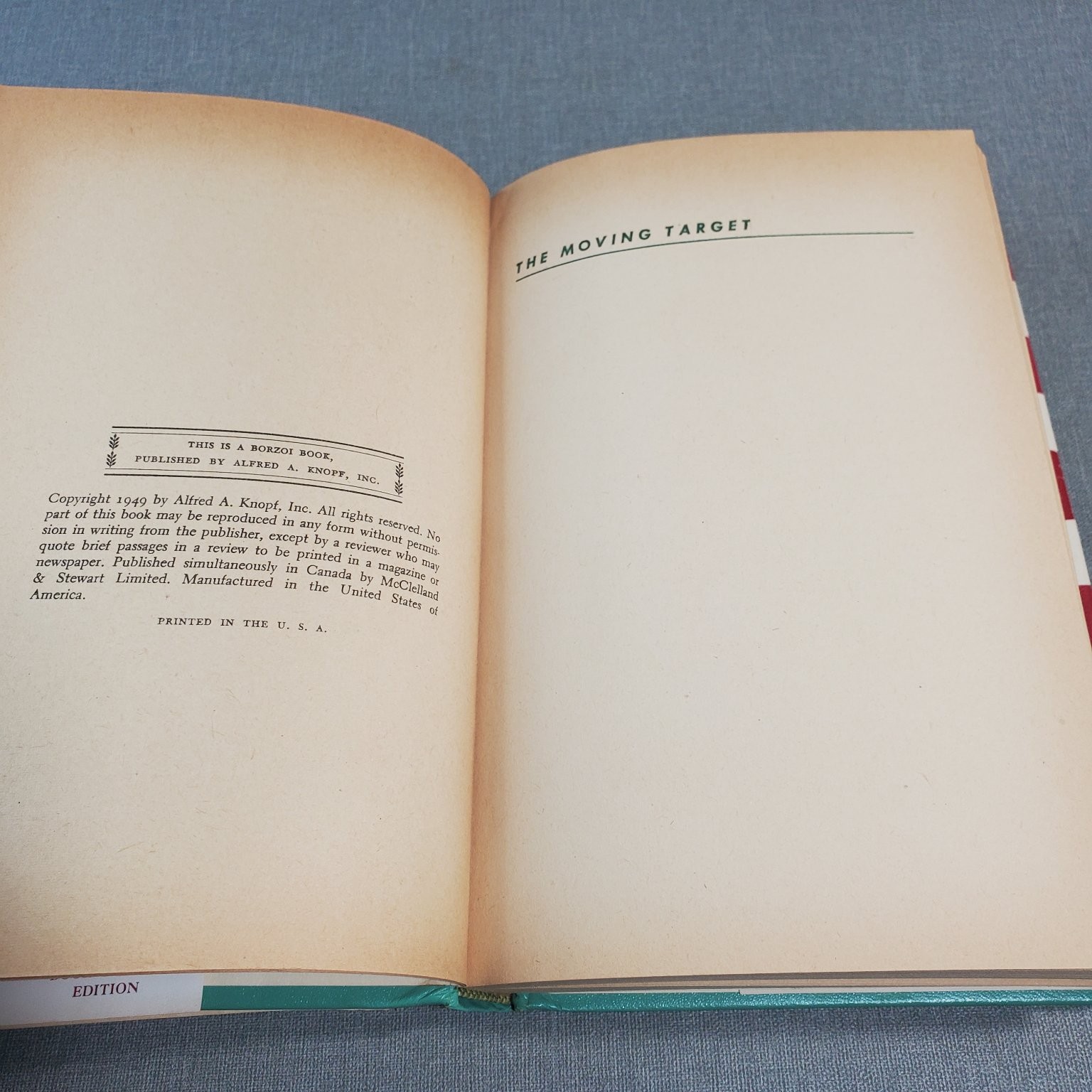 The Moving Target John Macdonald 1949 Book Club Edition Suspense Alfred A. Knopf