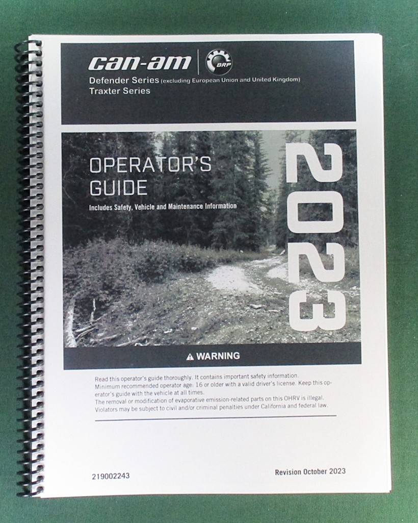 2023 Can-Am Defender DPS HD7 Owner’s Manual: 252 Pages & Protective Covers
