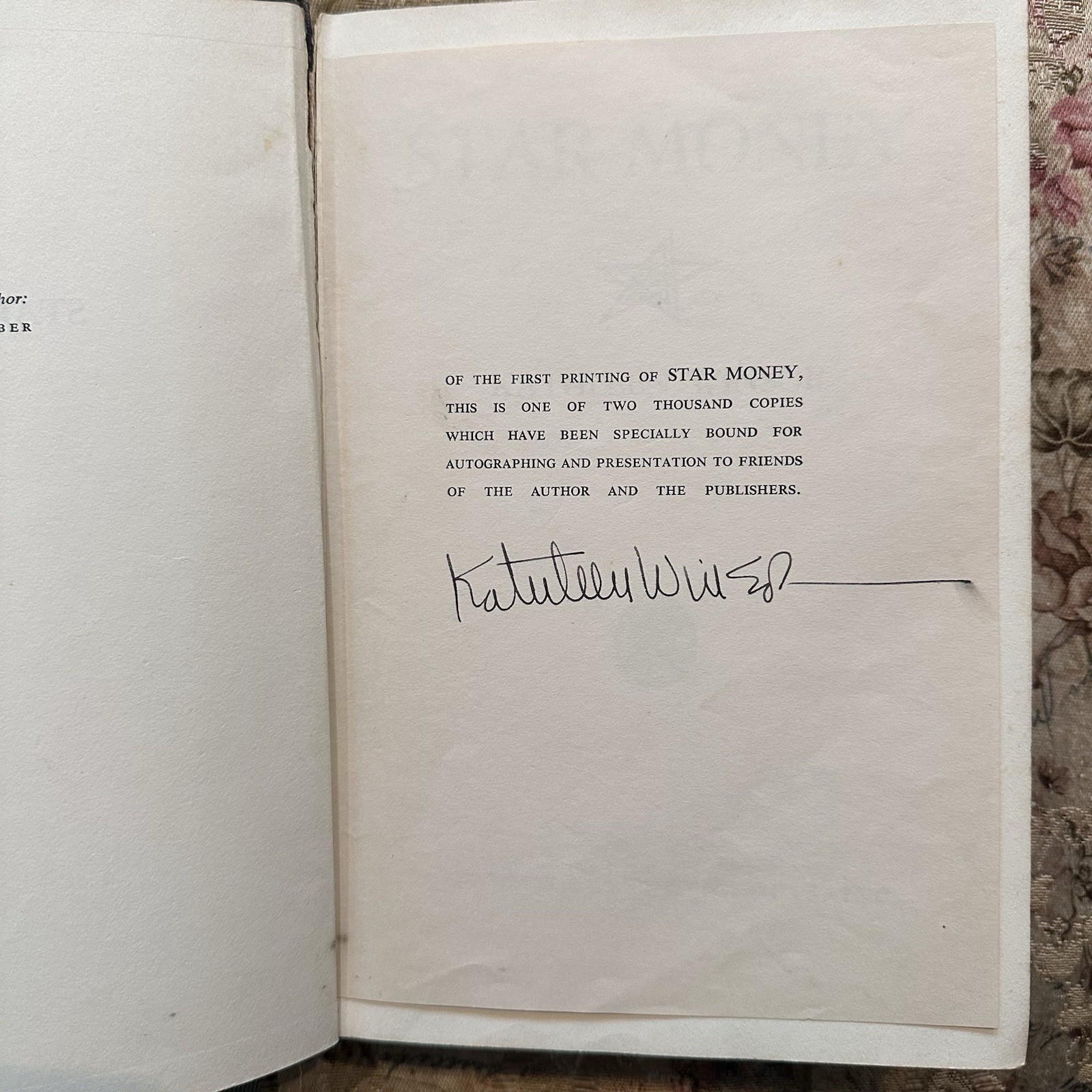 Star Money by Kathleen Winsor 1950 Vintage SIGNED 1st Edition (Forever Amber)