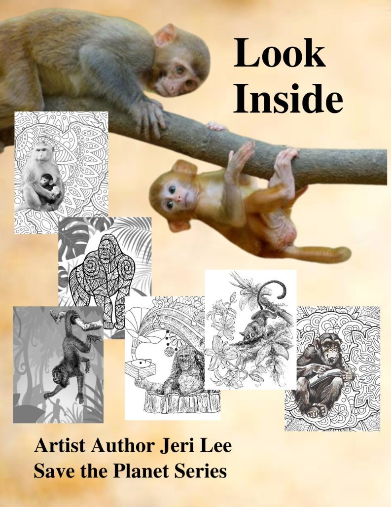 Save the primates Coloring book for Adults Teens 108 Pages 8.5 x 11 for All Ages