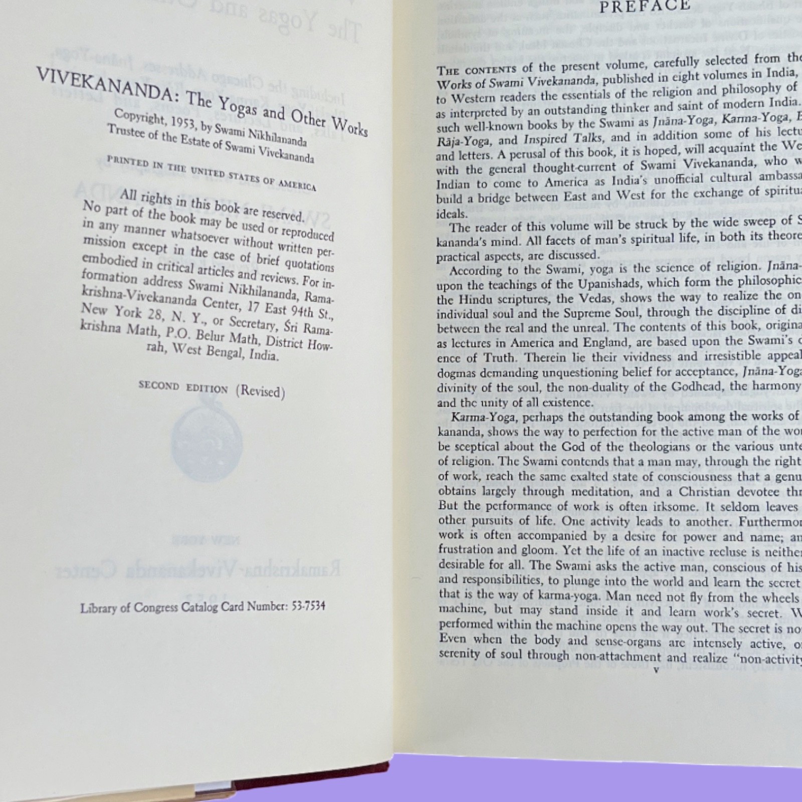 Vivekananda The Yogas and Other Works (1953 2nd Ed) Swami Nikhilananda HC DJ VG