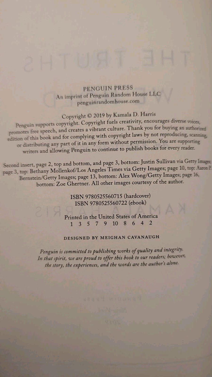 Kamala Harris SIGNED Bookplate The Truths We Hold First Edition 2019 Hardcover