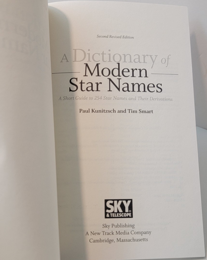 A Dictionary of Modern Star Names: Kunitsch PB/LN/2006 (see photos:)