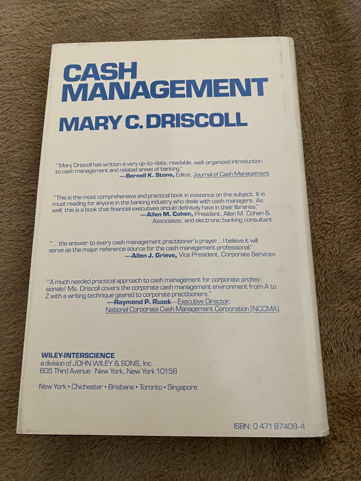 Cash Management – Corporate Strategies for Profit – 1983 – Driscoll – 1/1 – HCDJ