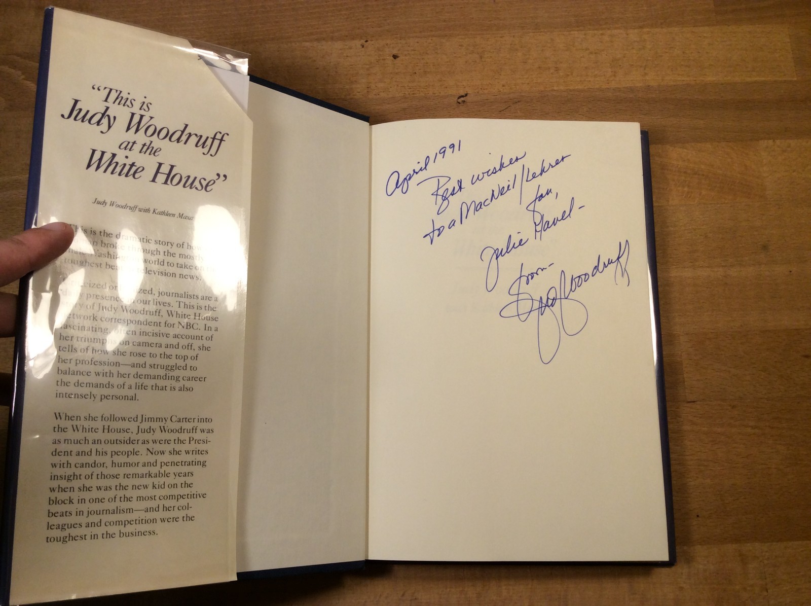 This is Judy Woodruff at the White House, SIGNED (Inscribed), Hardcover 1st/1st