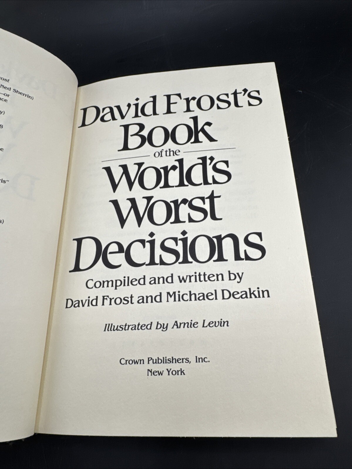 David Frost’s Book of the World’s Worst Decisions (Hard-Cover, 1983) – Fast Ship