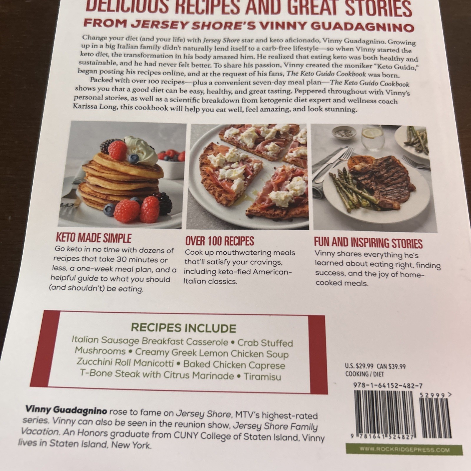 The Keto Guido Cookbook Paperback Softback Book by Vinny Guadagnino Brand New