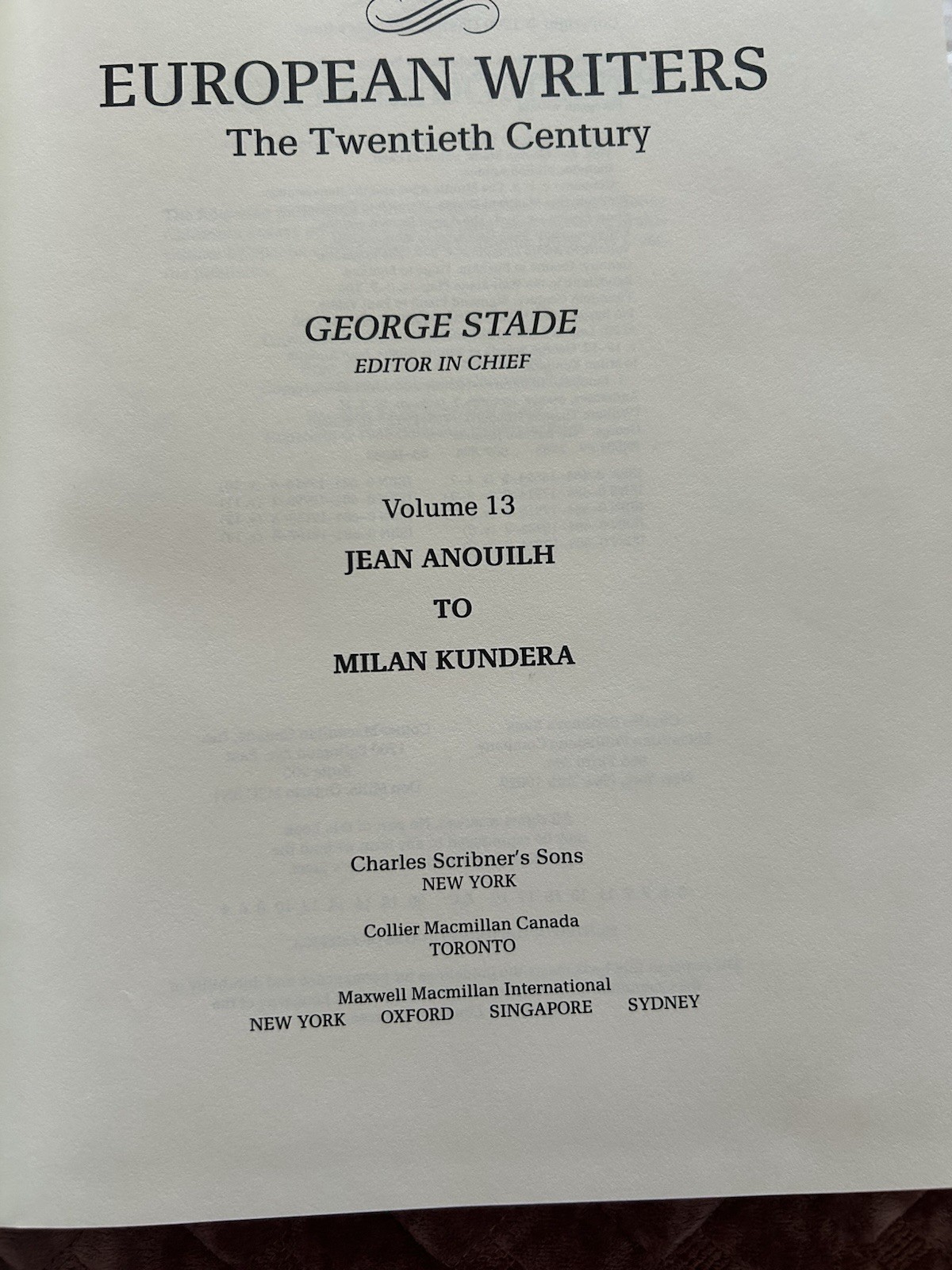 1990 European Writers The Twentieth Century George Stade Coffee Table Book