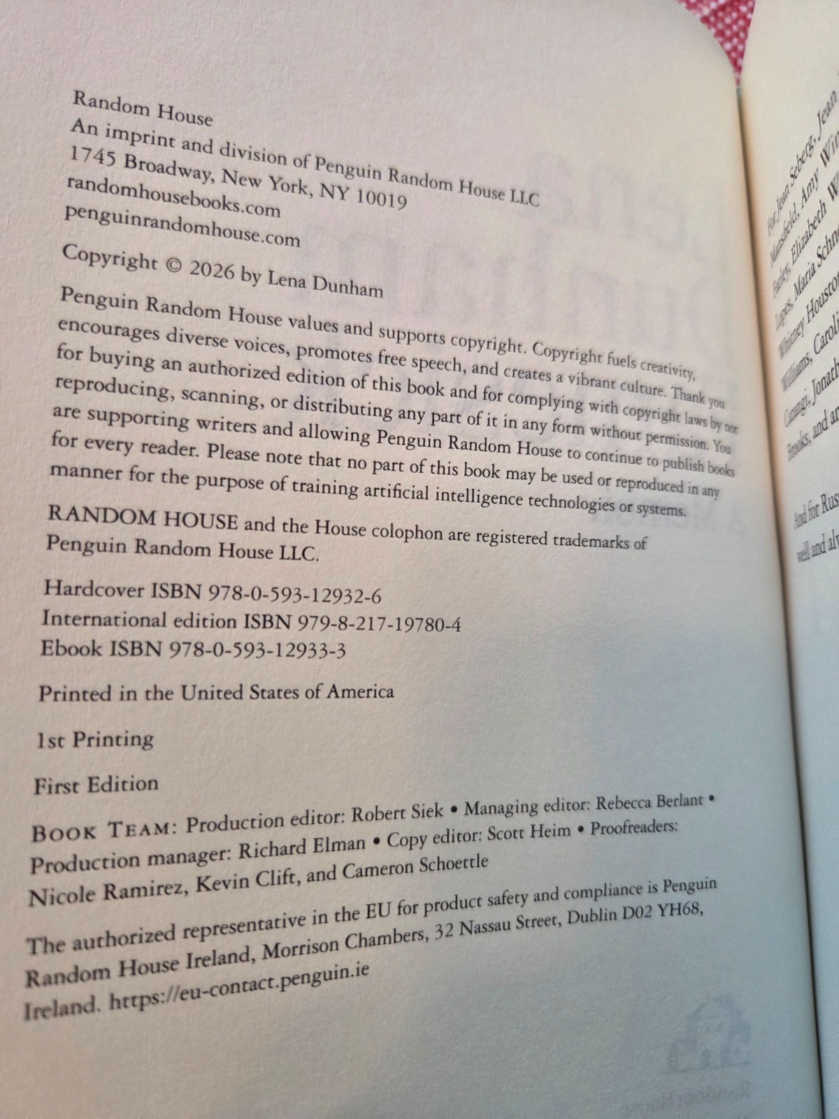 Famesick by Lena Dunham HB 2026 Bestseller