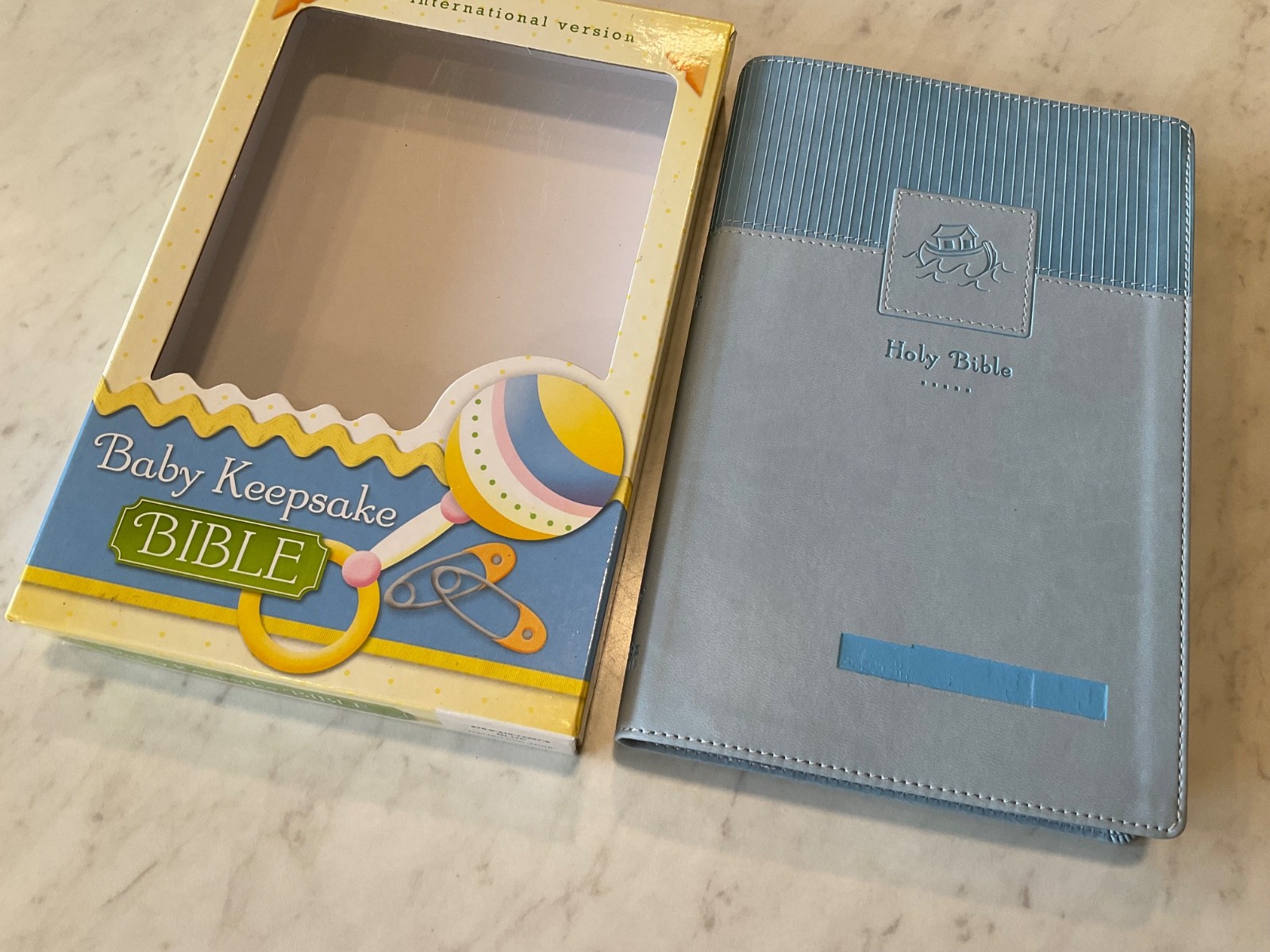 NIV Baby Keepsake Bible 2011 Blue Leather-Soft
