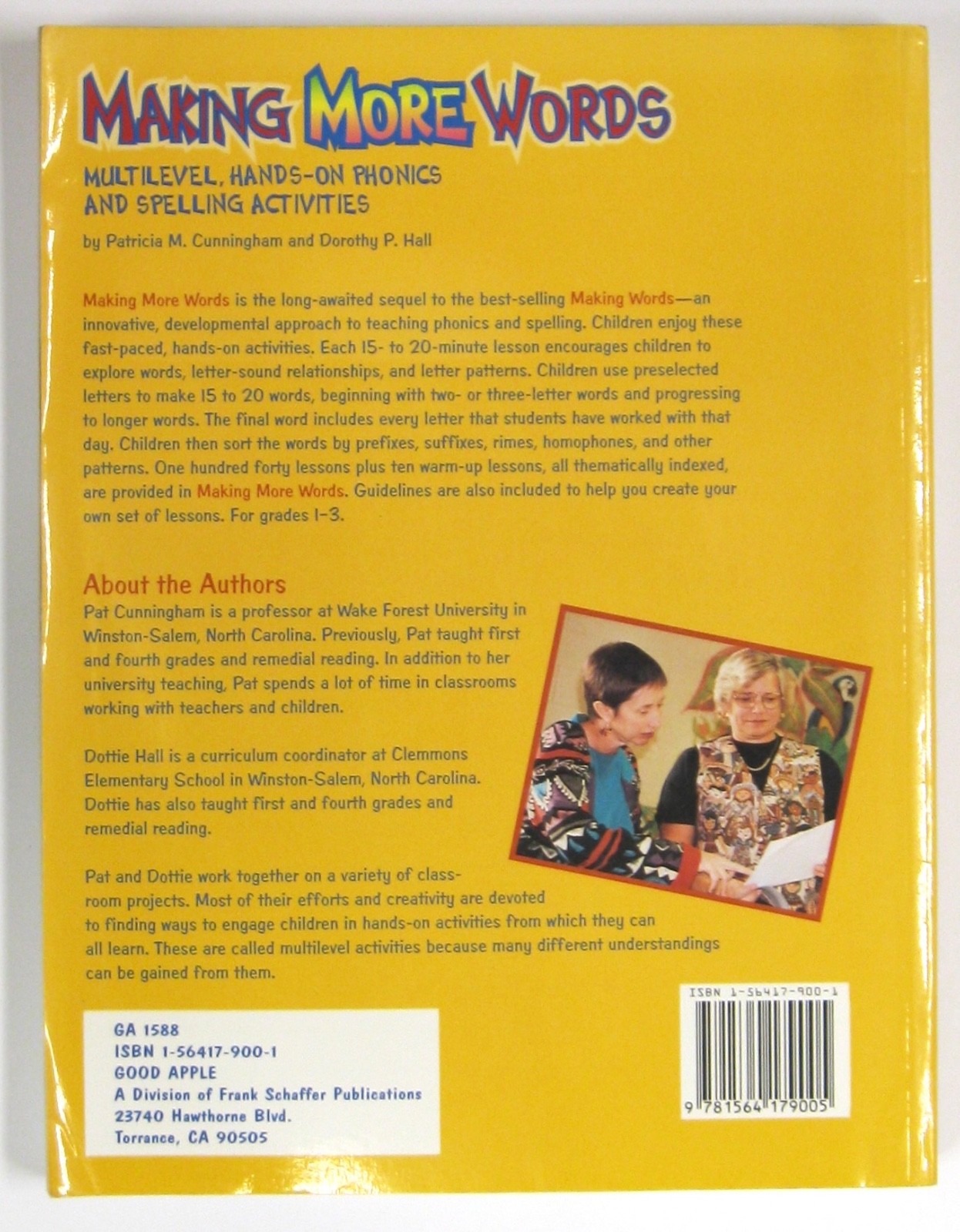 MAKING MORE WORDS Hands-on Phonics and Spelling Activities Cunningham & Hall