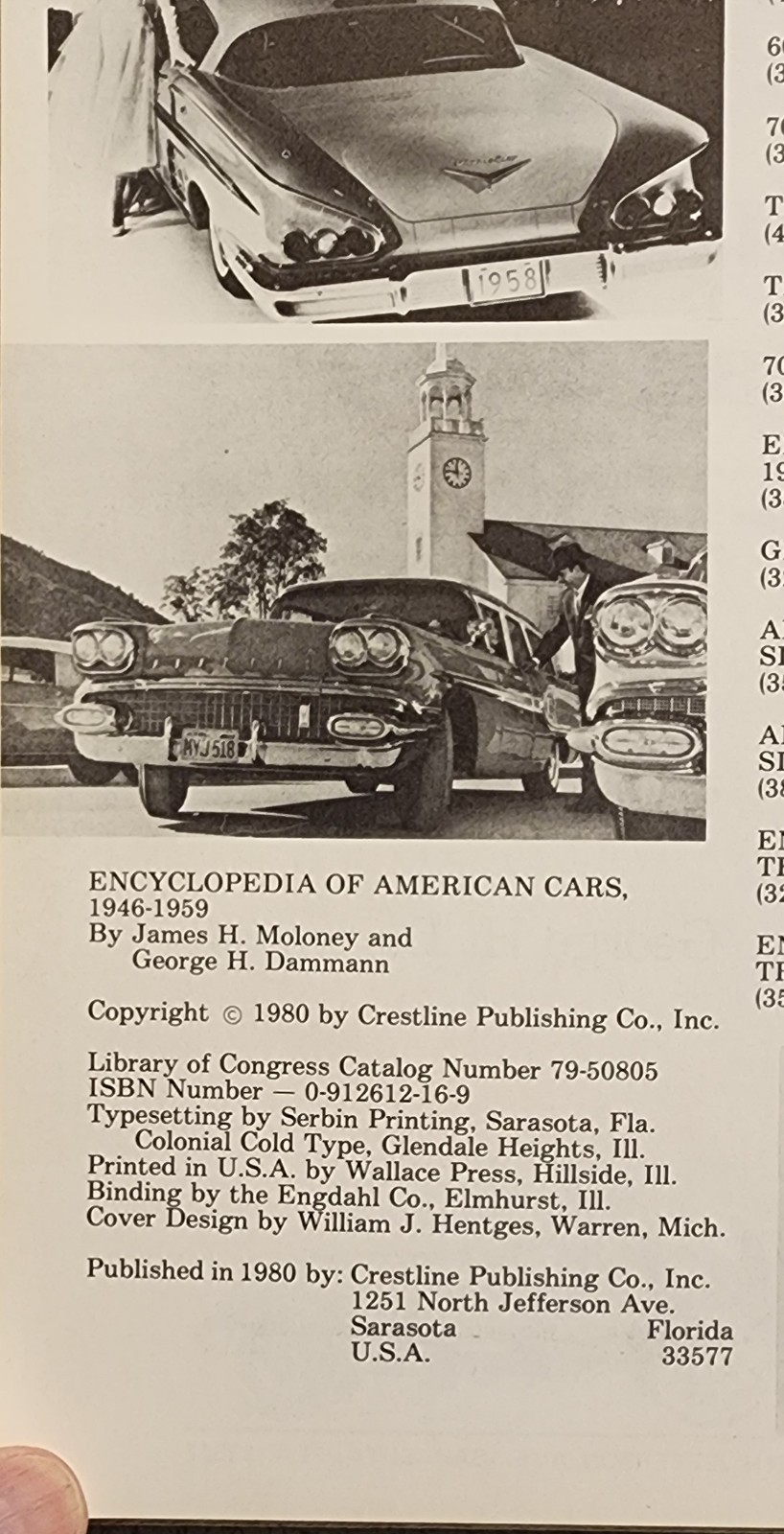 Encyclopedia of American Cars 1946 to 1959 by James H Maloney Geo H Dammann HC