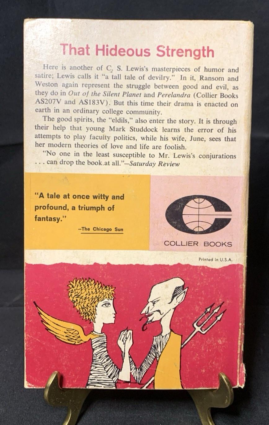 RARE That Hideous Strength SciFi Fantasy PB C.S. Lewis 1962 FIRST Collier Books