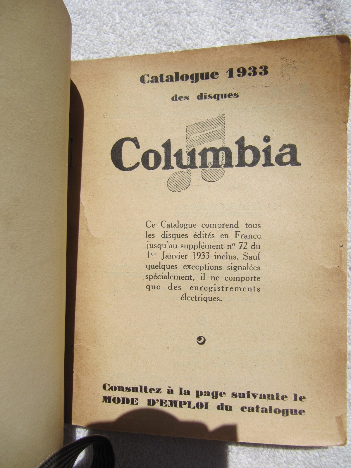 1933 FRENCH COLUMBIA CATALOGUE GENERAL Complete Record Catalog Jazz Chanson 78