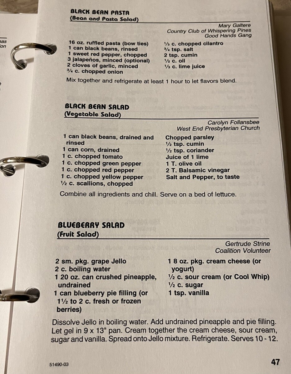 Cooking With The Coalition Cookbook Southern Pines, NC 2003 Moore County