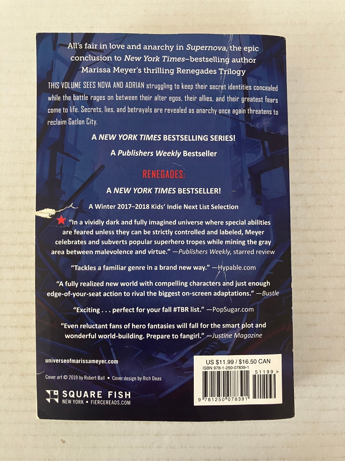 Supernova Marissa Meyer 2021 First Square Fish Edition YA Sci-Fi Paperback