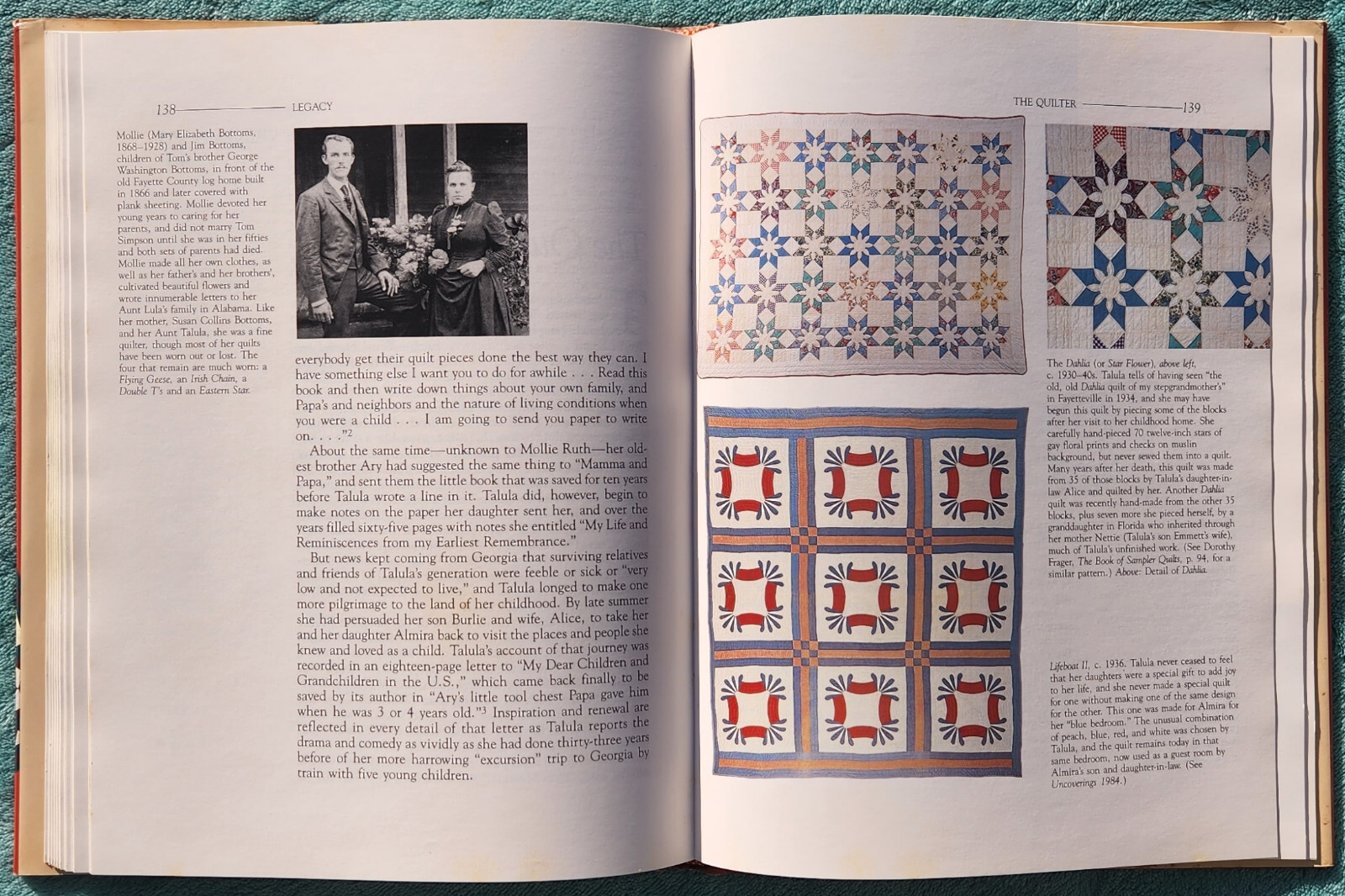 Legacy The Story Of Talula Gilbert Bottoms & Her Quilts 1988 Hardcover 172 Pages