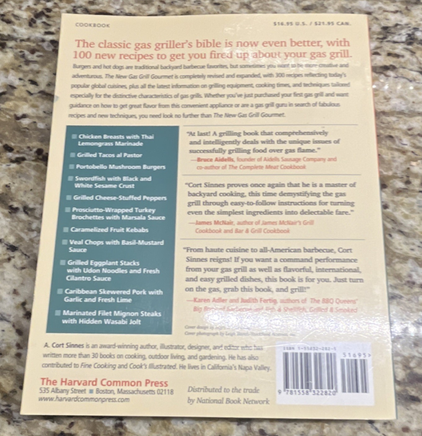 A. Cort Sinnes New Gas Grill Gourmet Trade Paperback Harvard Common Press 2005
