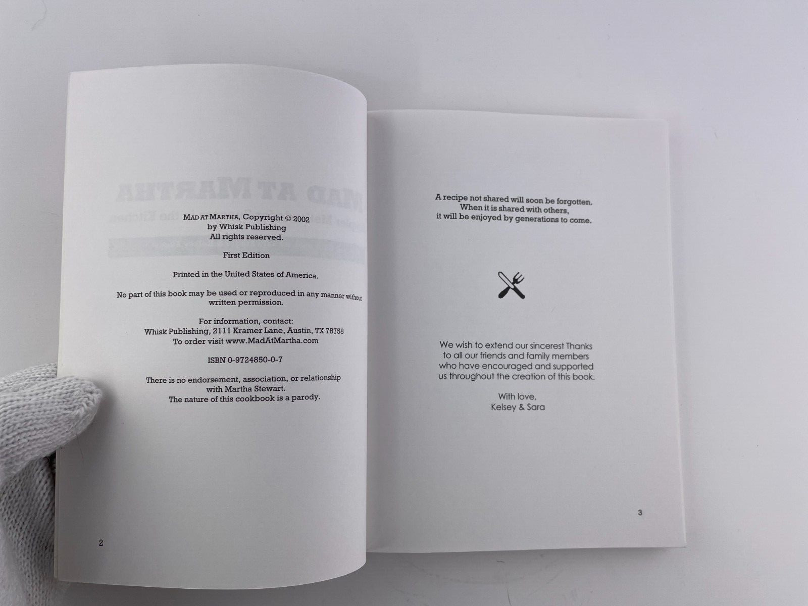 Mad At Martha – A Cookbook by Sara Singer & Kelsey August – Paperback 174 pages