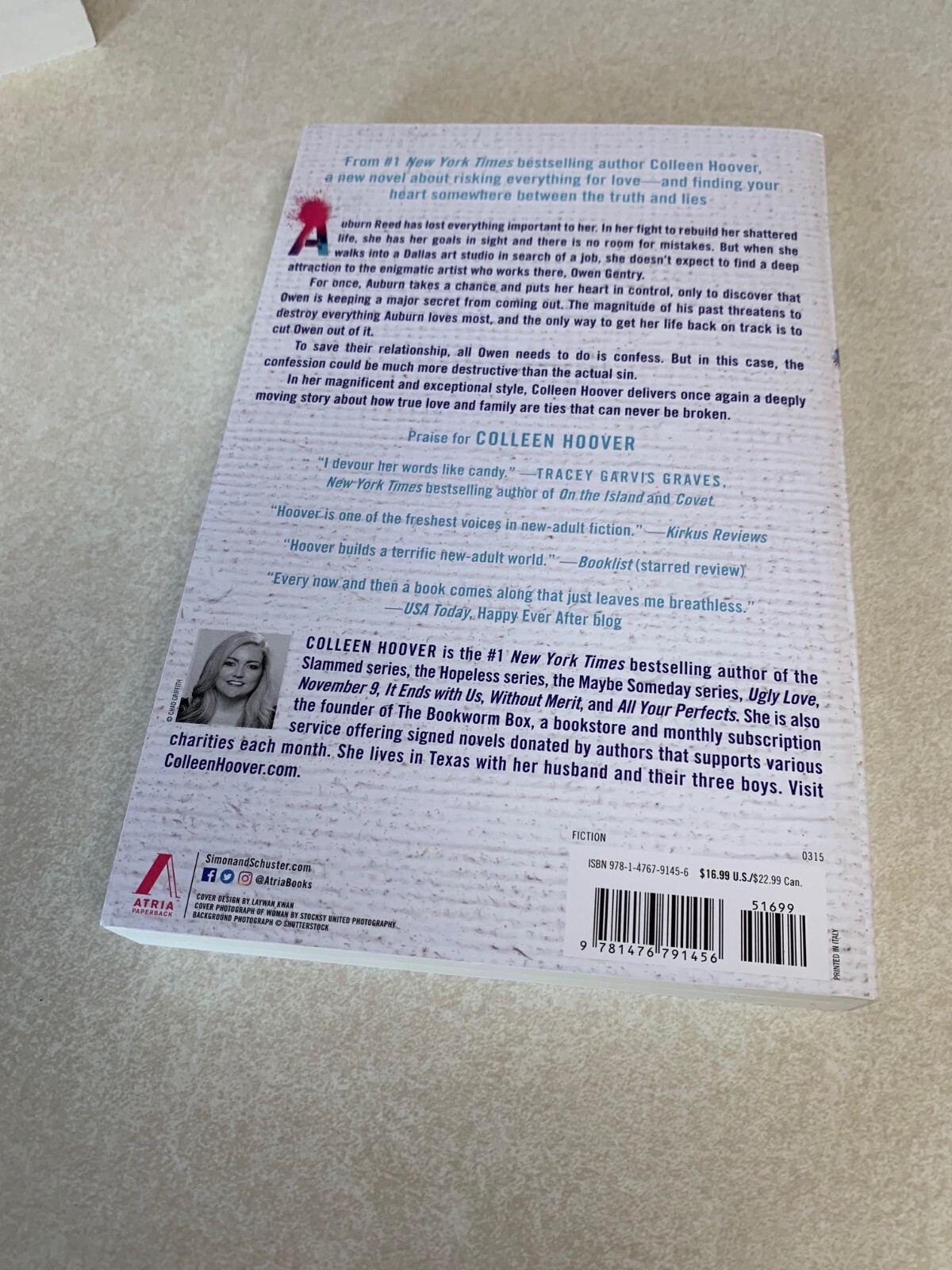 Confess : A Novel by Colleen Hoover (2015, Trade Paperback)