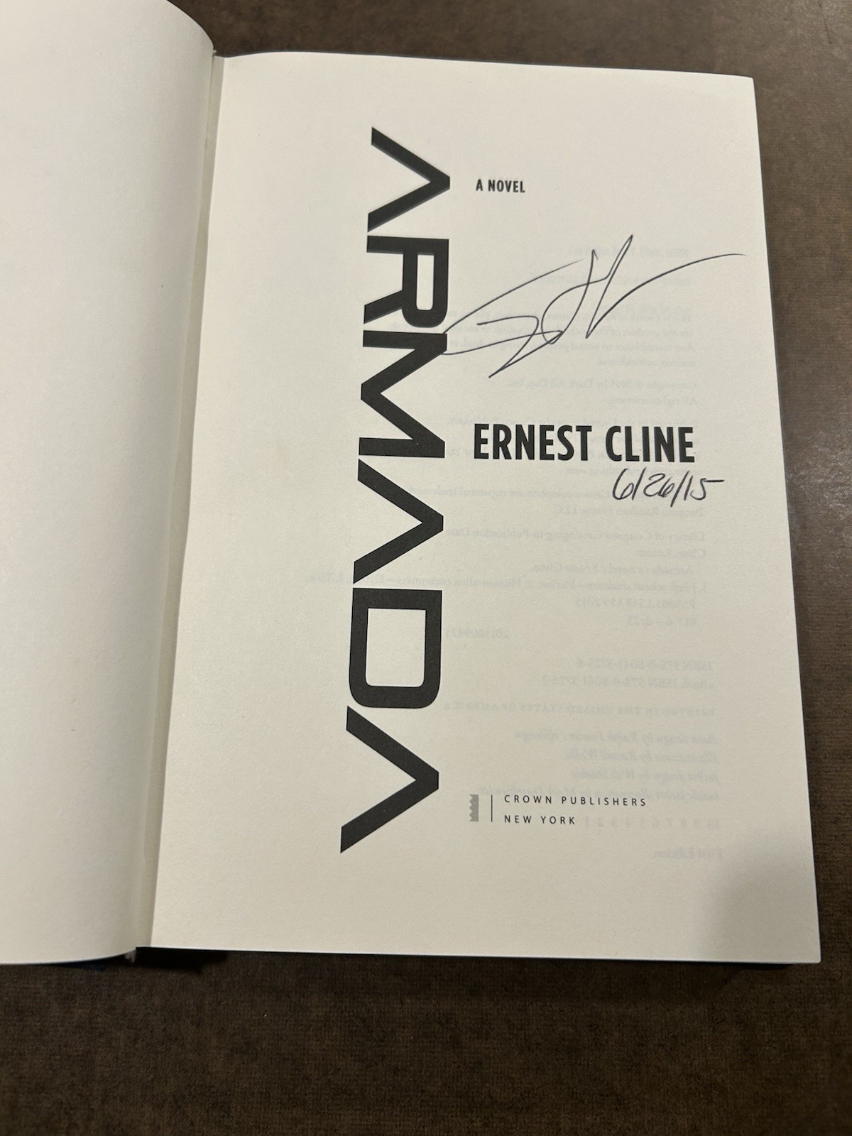 SIGNED!!! Armada by Ernest Cline (2015 Hardcover) 1st edition, 1st print (Auto)