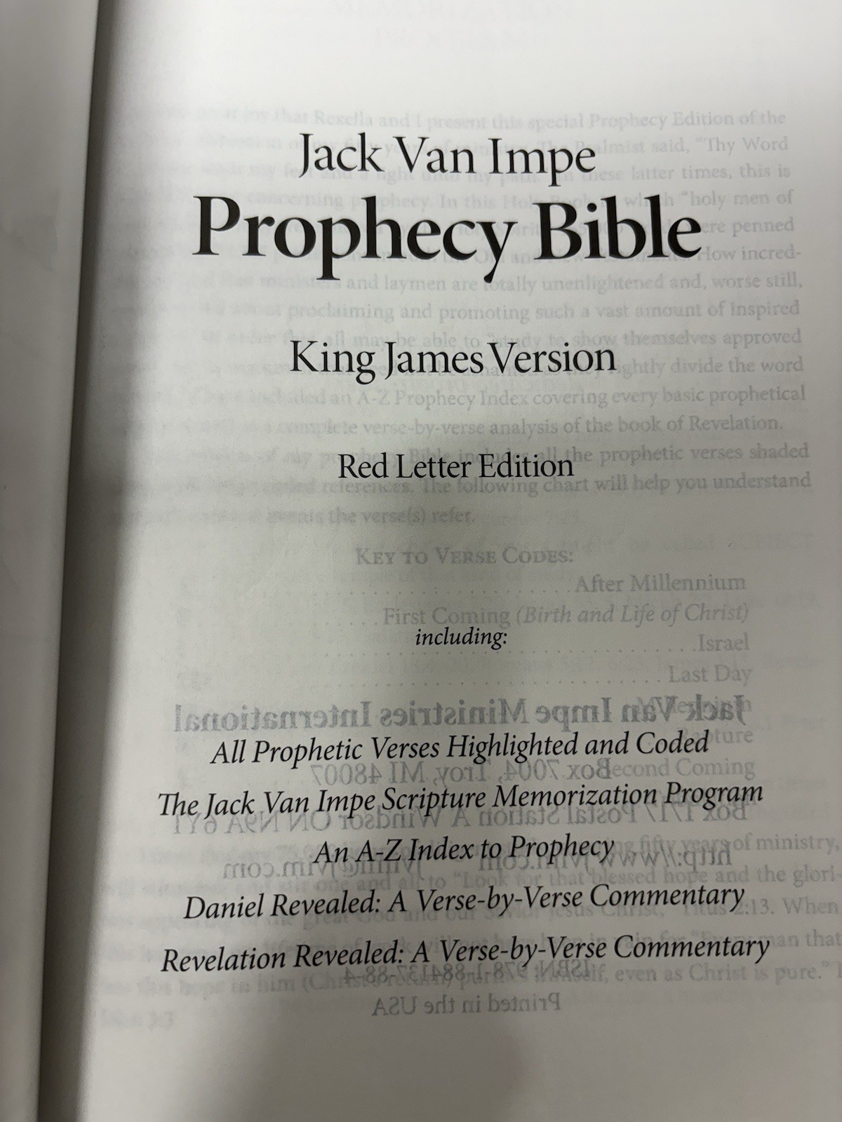 KJV Jack Van Impe Prophecy Bible Burgundy Leather Red Letter Limited Special Ed.