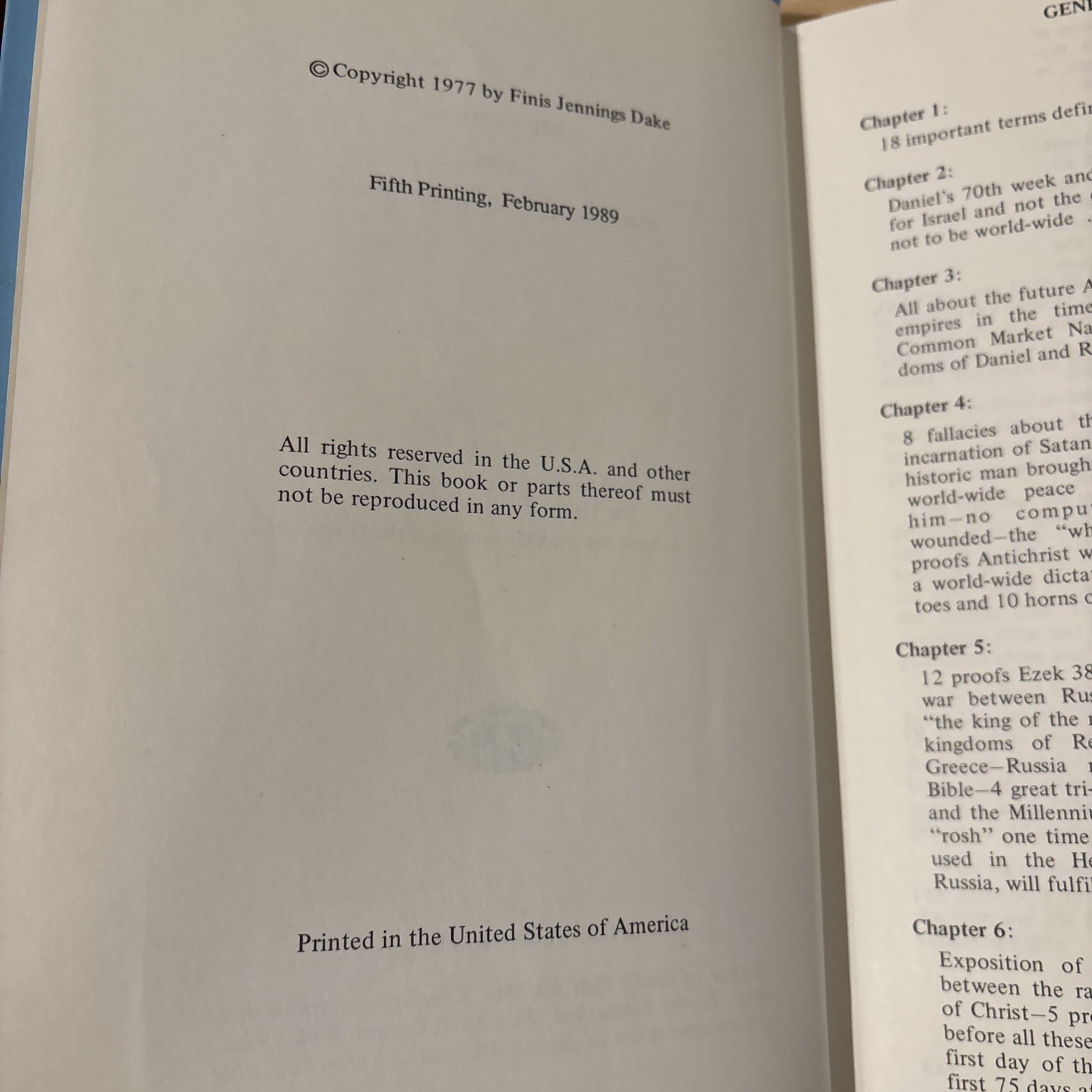 The Rapture And The Second Coming Of Christ By Finis Jennings Dake HB