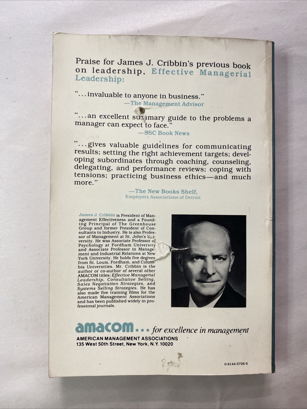 Leadership by James J. Cribbin (1982, Hardcover)