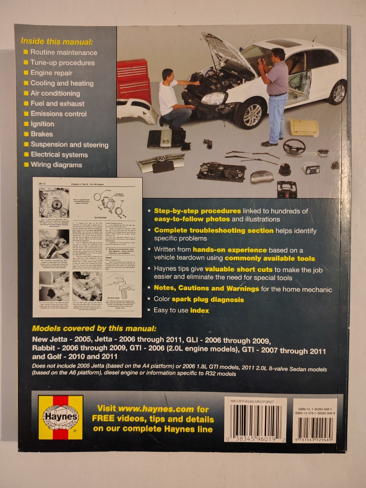 Haynes VW Jetta Rabbit GTI Golf Cabrio 1999 – 2002 & 2006 – 2011 Repair Manual