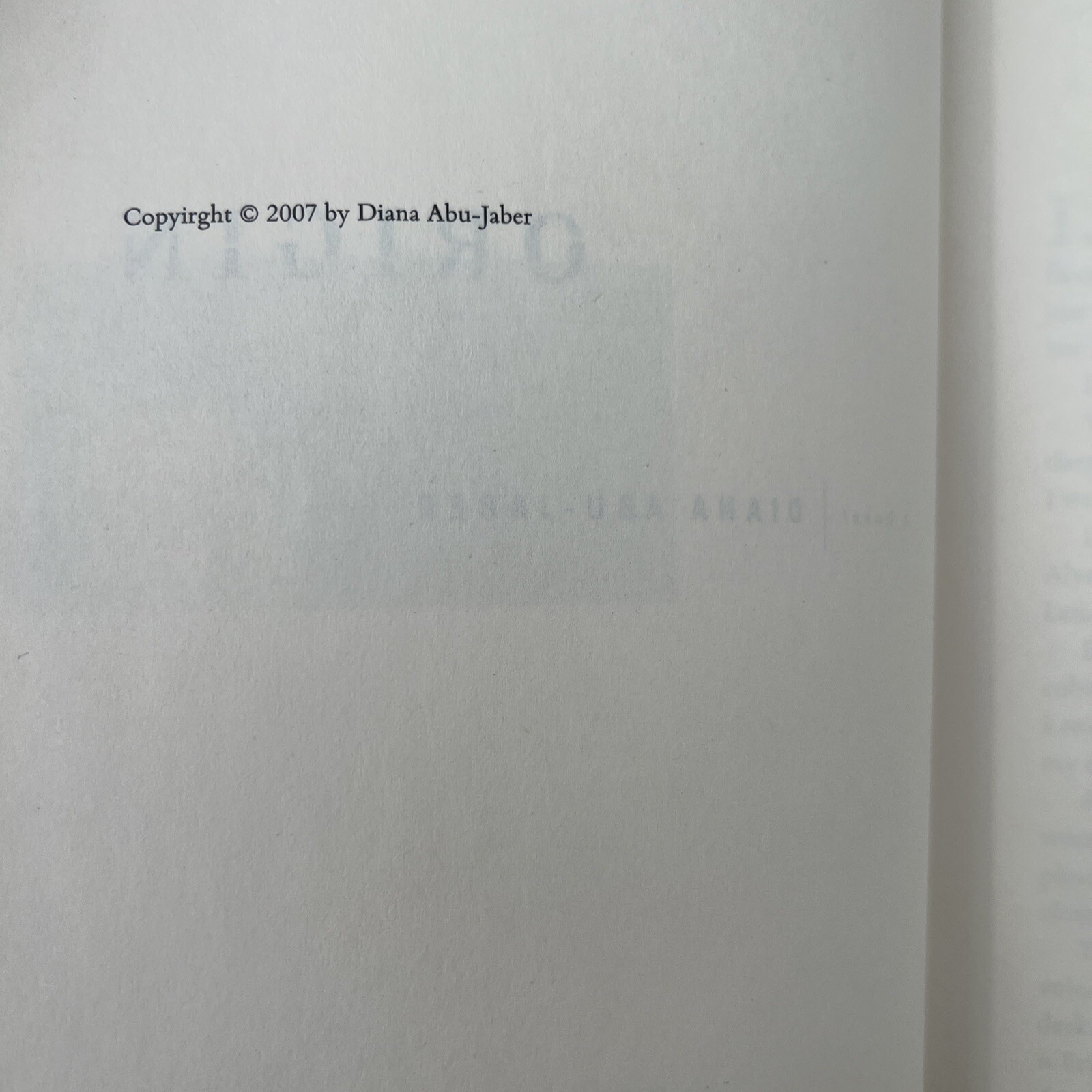 Origin, a novel – Paperback By Abu-Jaber, Diane – 2007