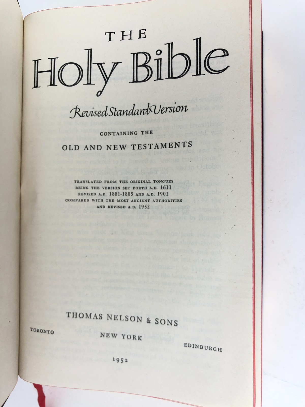 Nelson RSV Bible 1952 Revised Standard Version Vintage unmarked see details