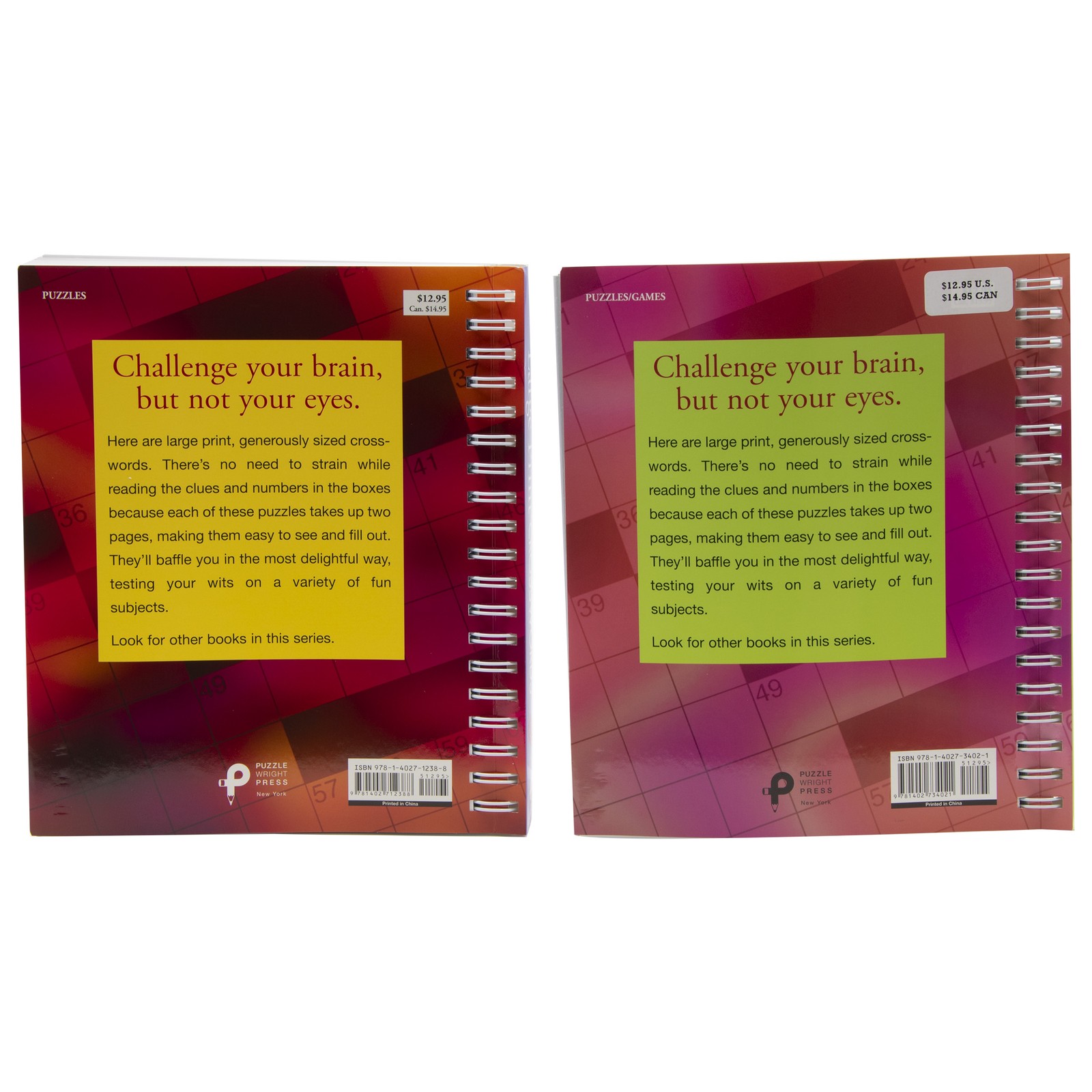 Large Print Crosswords #4 and #5 Spiralbound Puzzle Book Set
